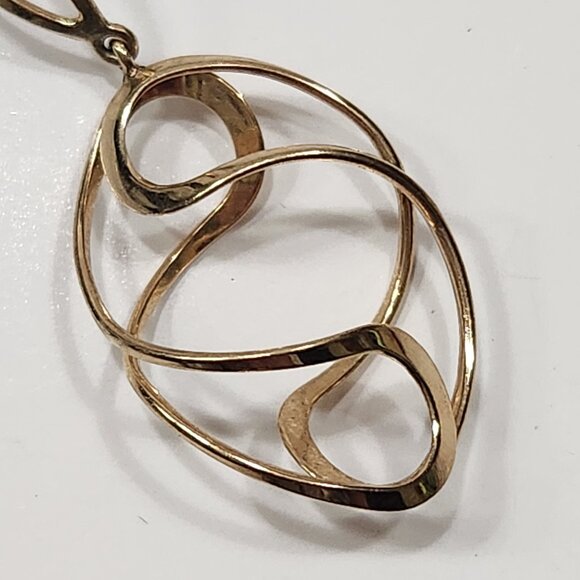 Gorgeous Vintage 90s 14K Solid Gold Freeform 3D Open Twist Dangle Drop Earrings - Picture 5 of 6